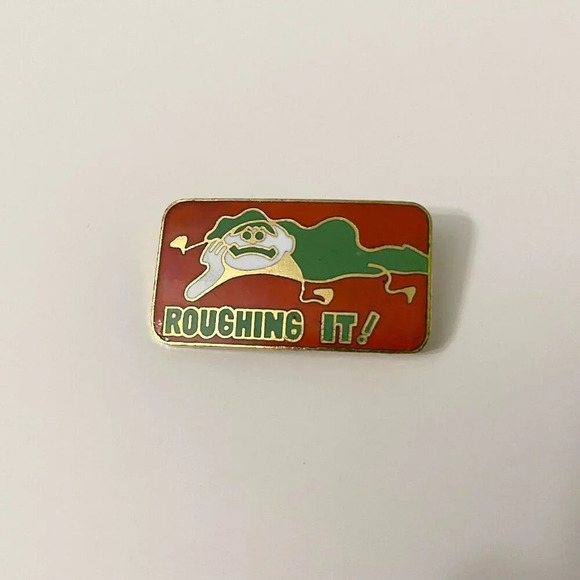 Vintage Roughing It Camping  Pin Taiwan - Picture 1 of 11